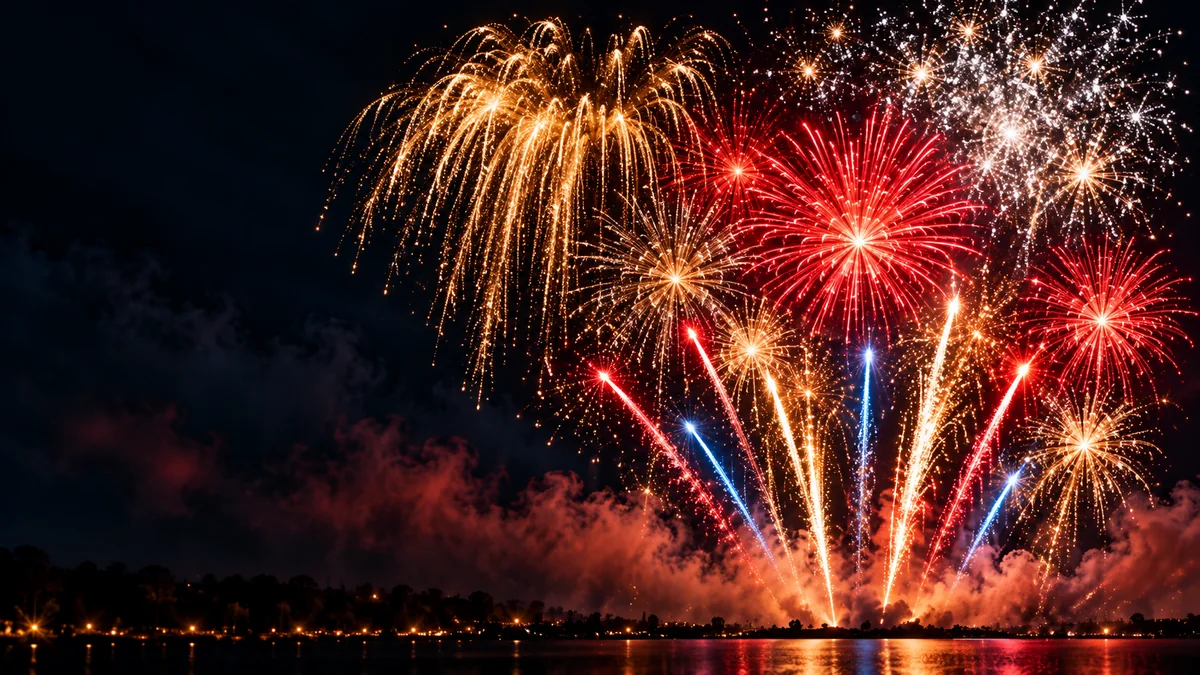 Feuerwerk-Effekte erklärt Verschiedene Feuerwerk-Effekte am Nachthimmel
