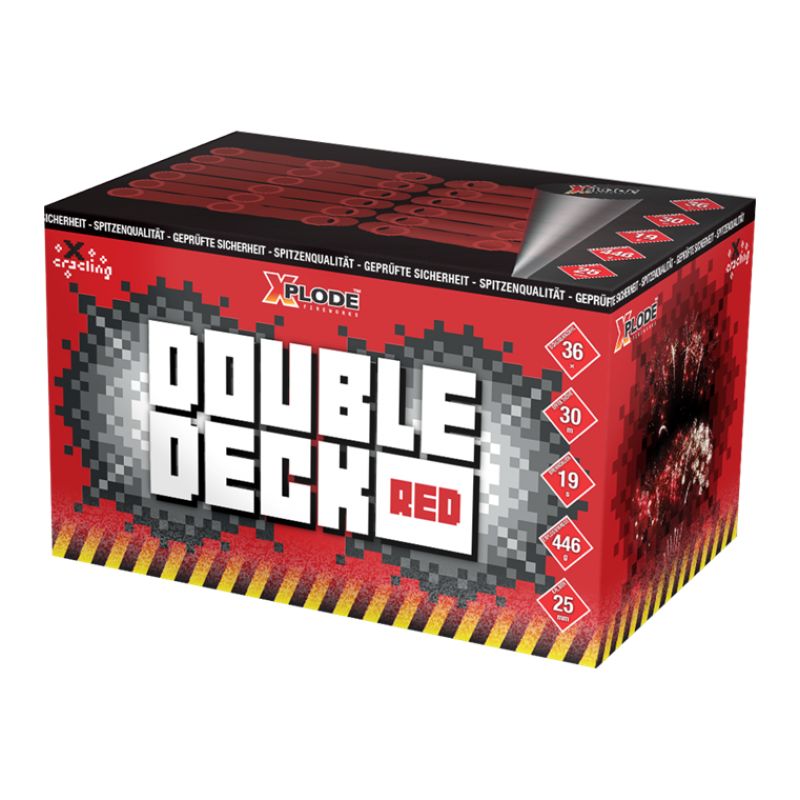 Double Deck Red 36-Schuss-Feuerwerk-Batterie