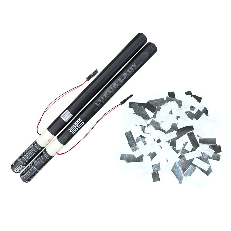 Luxuslady 50cm elektrisch (Black Label) Papierflitter weiß & Metallic Flitter silber kaufen