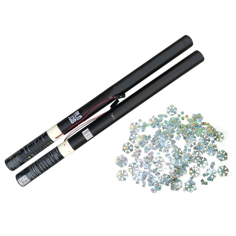 Schlawine 80cm elektrisch (Black Label) Metallicflitter Silber mit Lasereffekt Schneeflocken & Eiskristalle kaufen