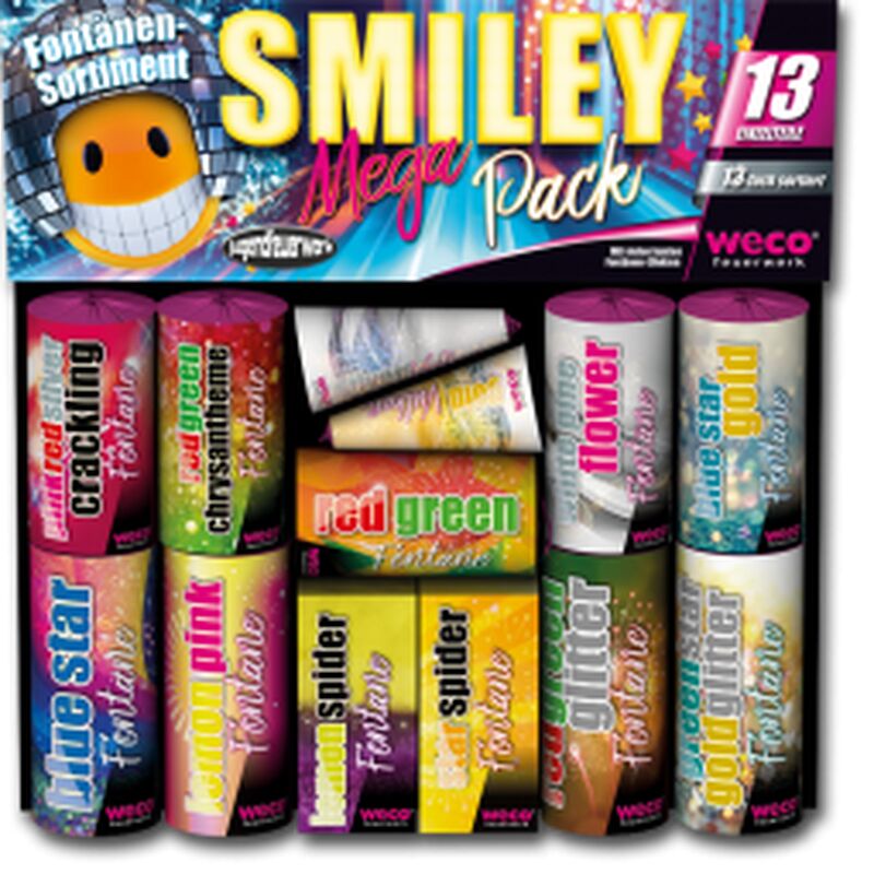Smiley Mega Pack 13-teiliges Fontänen-Sortiment kaufen